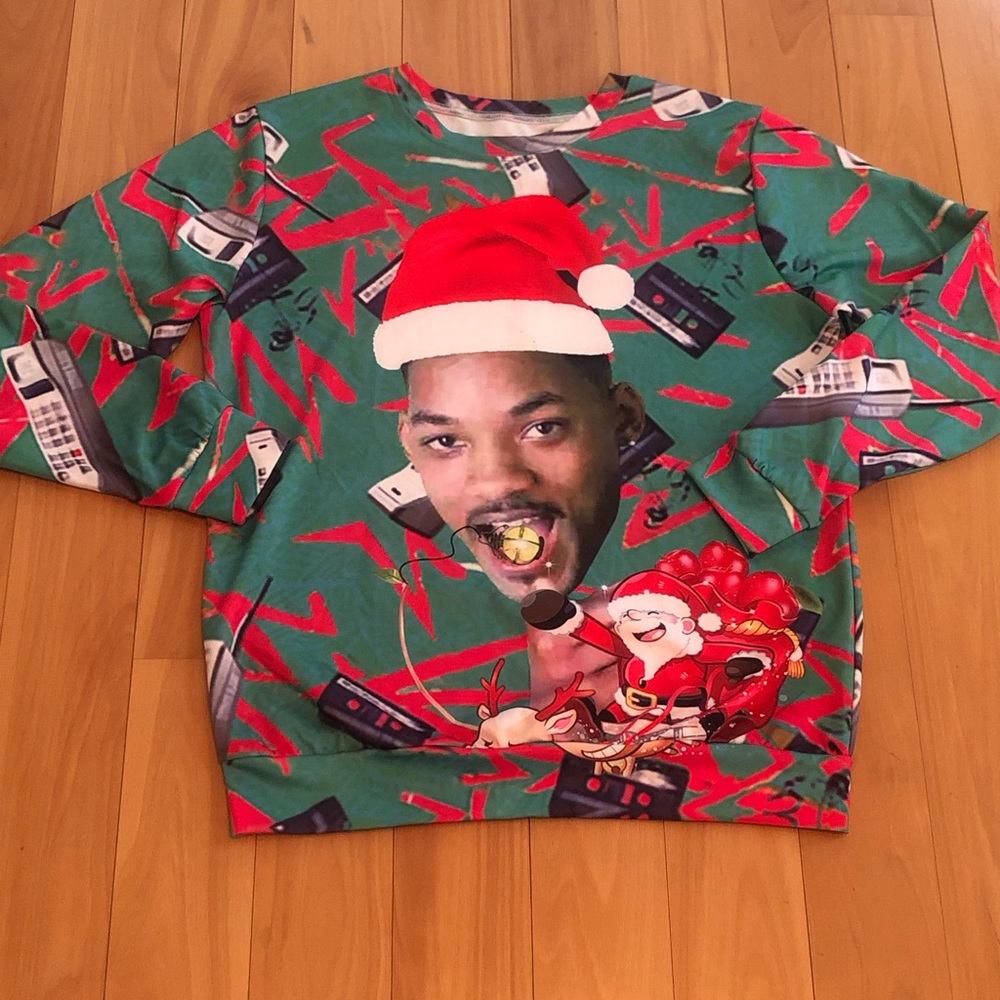 Will Smith Fresh Prince of Bel Air Ugly Christmas Sweater - size medium